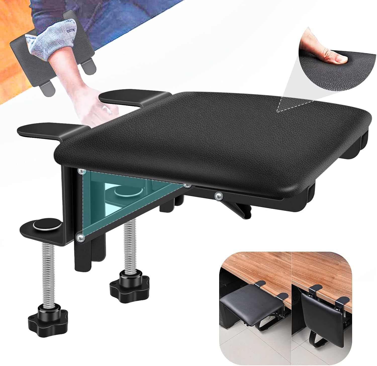 Detalle de Giecy Extension de repose-bras pour bureau d’ordinateur : accoudoir rembourré pliable