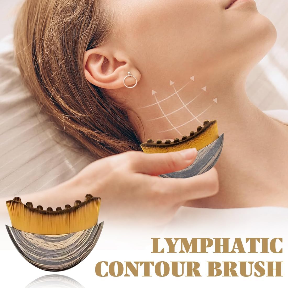 Detalle de JRYXDS Brosse de contour lymphatique pour le visage, massage lymphatique & drainage