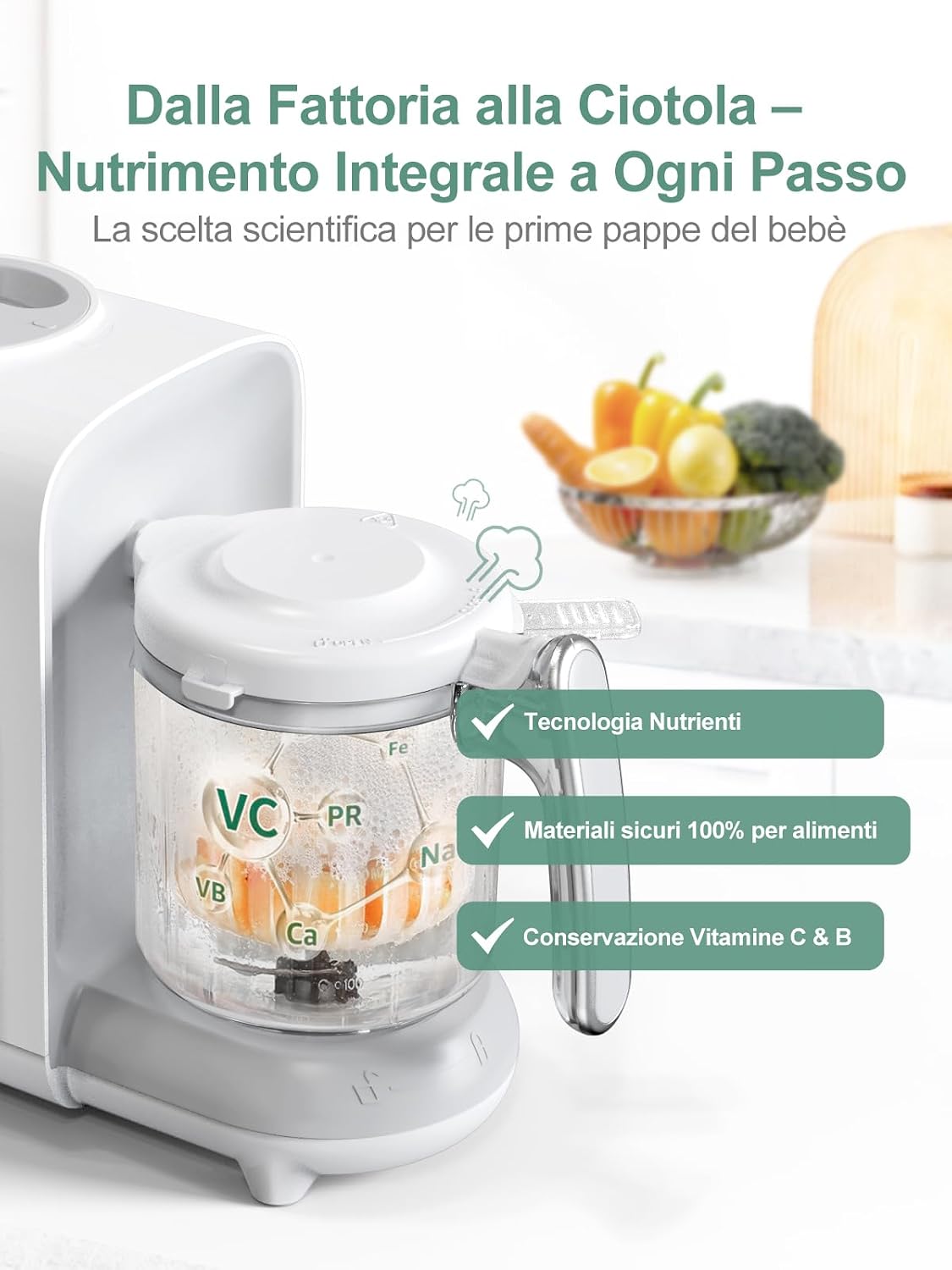 Thumbnail 1 de KOSTTE Cuocipappa: Omogeneizzatore per Neonati con cottura al vapore 360°