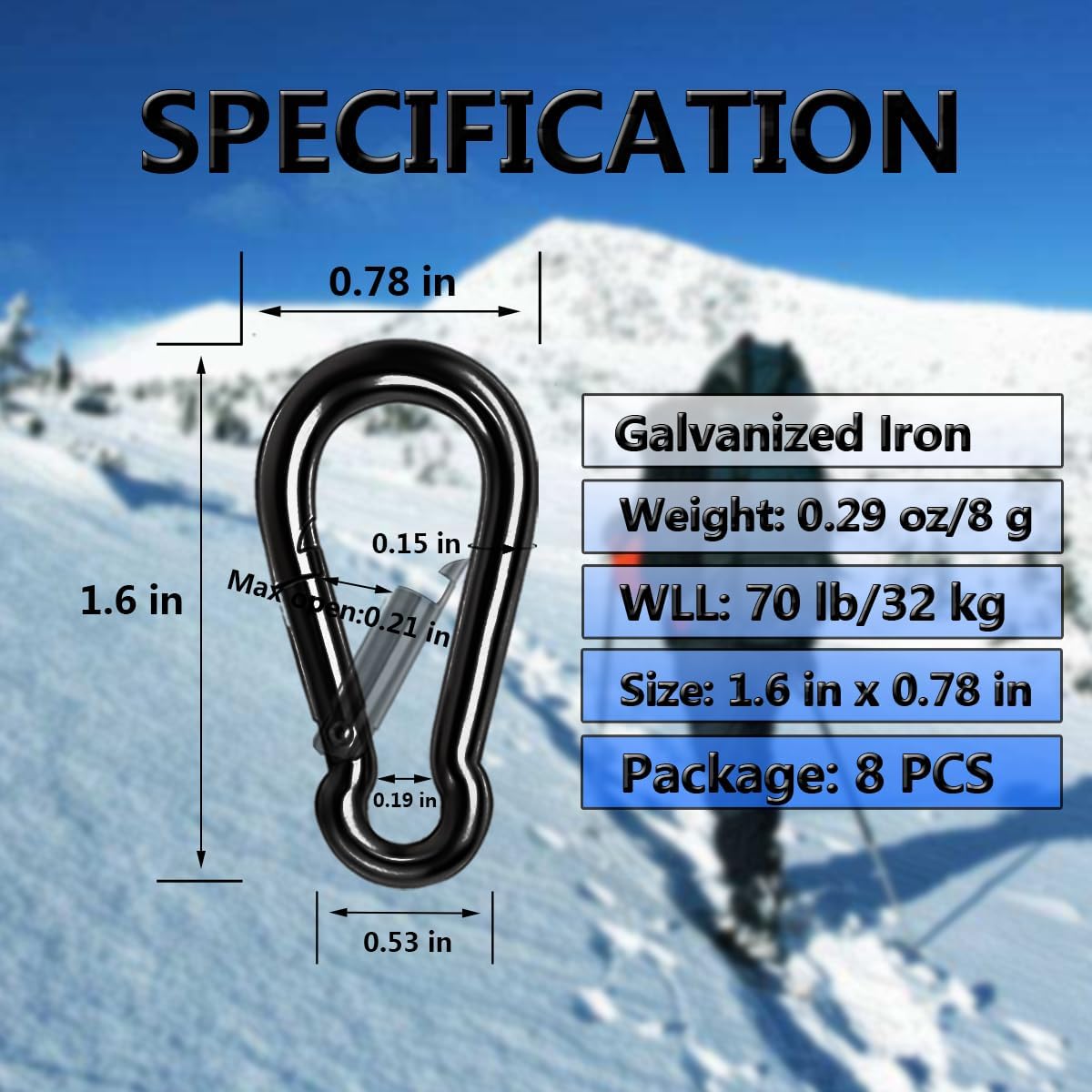 Thumbnail 1 de Ekunbuy carabiner clip 70 lb heavy duty