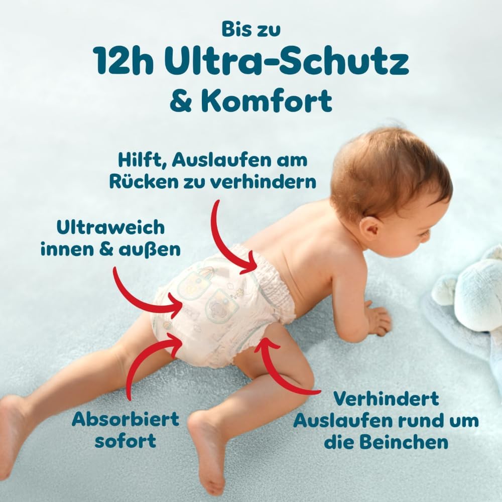 Detalle de Pampers Premium Protection Pants Größe 4 – 168 Windeln mit 360° Passform und Anti-Auslaufbündchen
