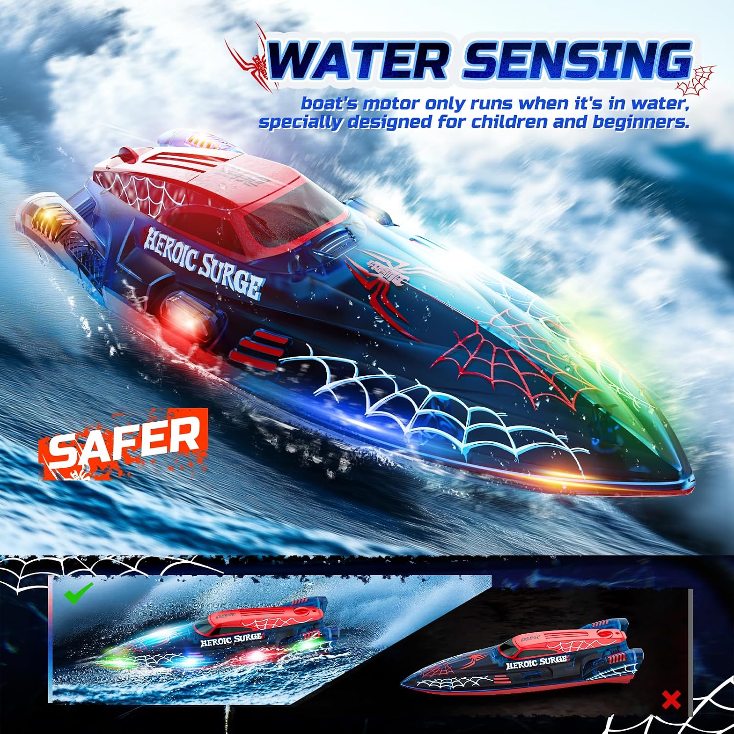 Detalle 2 de DEERC 13 inch Remote Control Boat 40 min