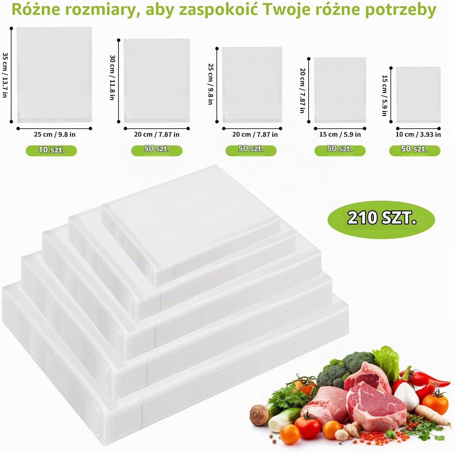 Detalle 2 de Gyxova 210 Pack Bag – worki próżniowe do żywności, 5 rozmiarów, bez BPA