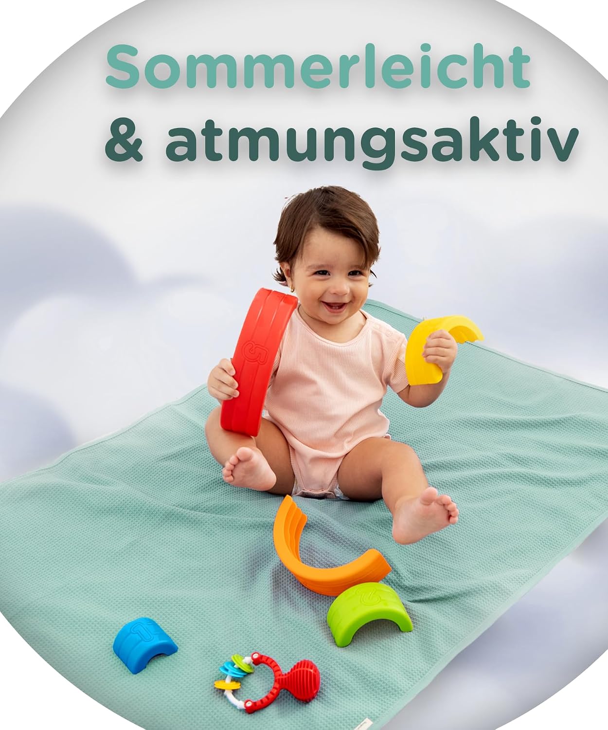 Detalle de Jubi Coperta Neonato Estiva 70x100 cm in cotone – leggera, traspirante e certificata Oeko-Tex