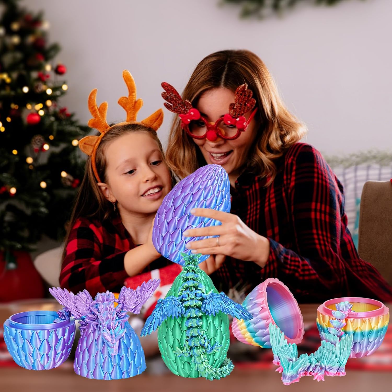 Thumbnail 2 de Winged Dragon Inside Surprise Egg collectible toy (3D printed) – Christmas Green, Large