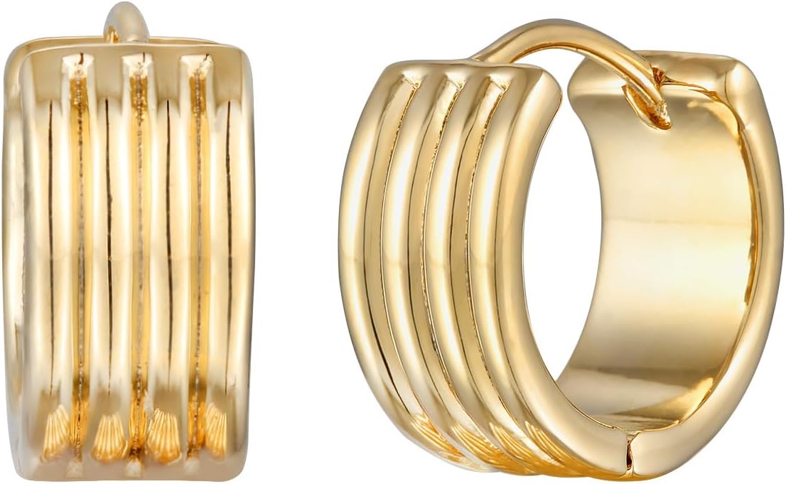 Detalle 2 de Elli Creolen Goldfarben Rillen Struktur