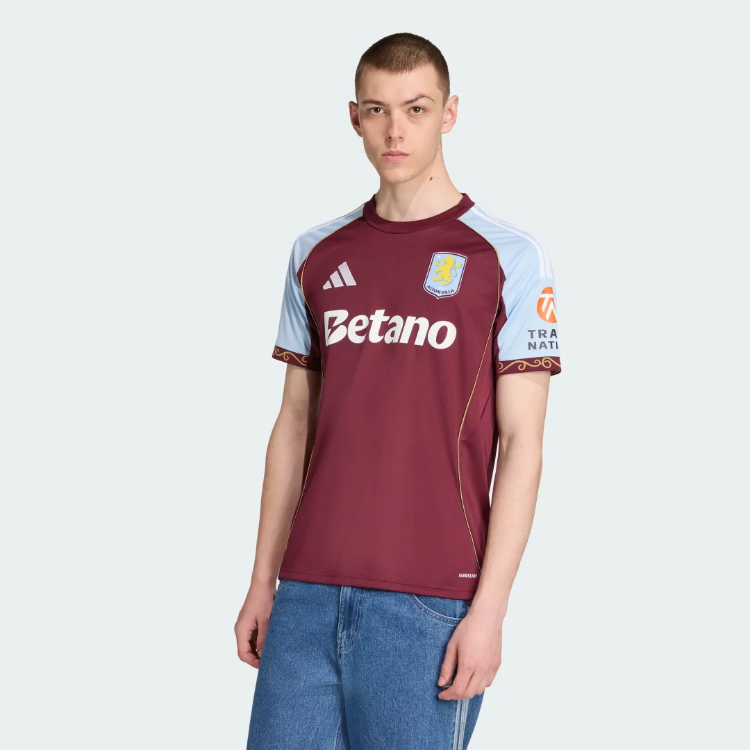 Detalle de Camiseta primera equipación Aston Villa FC 25/26 de Adidas – Burgundy