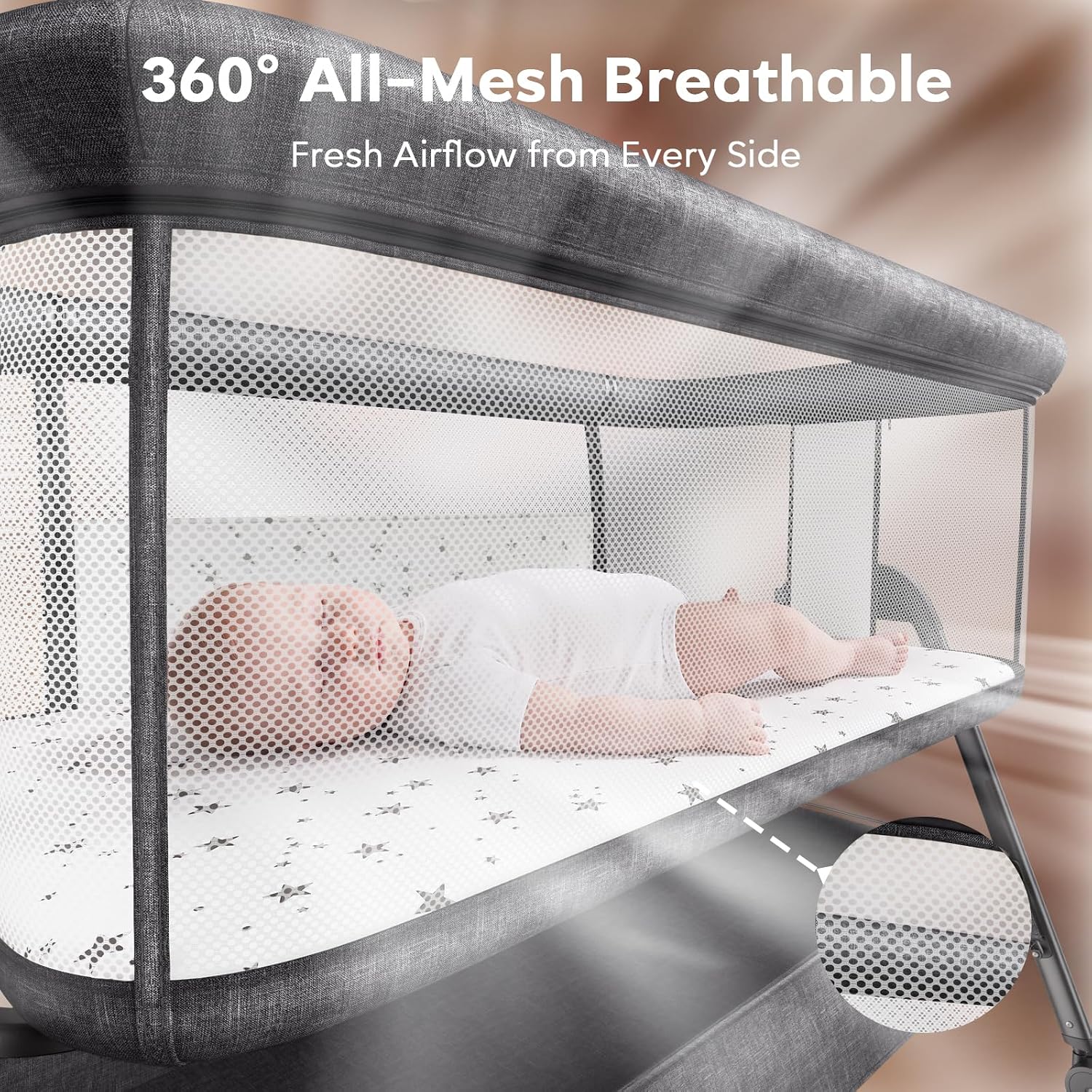 Detalle 2 de ANGELBLISS Baby Bassinet 20 lb Capacity