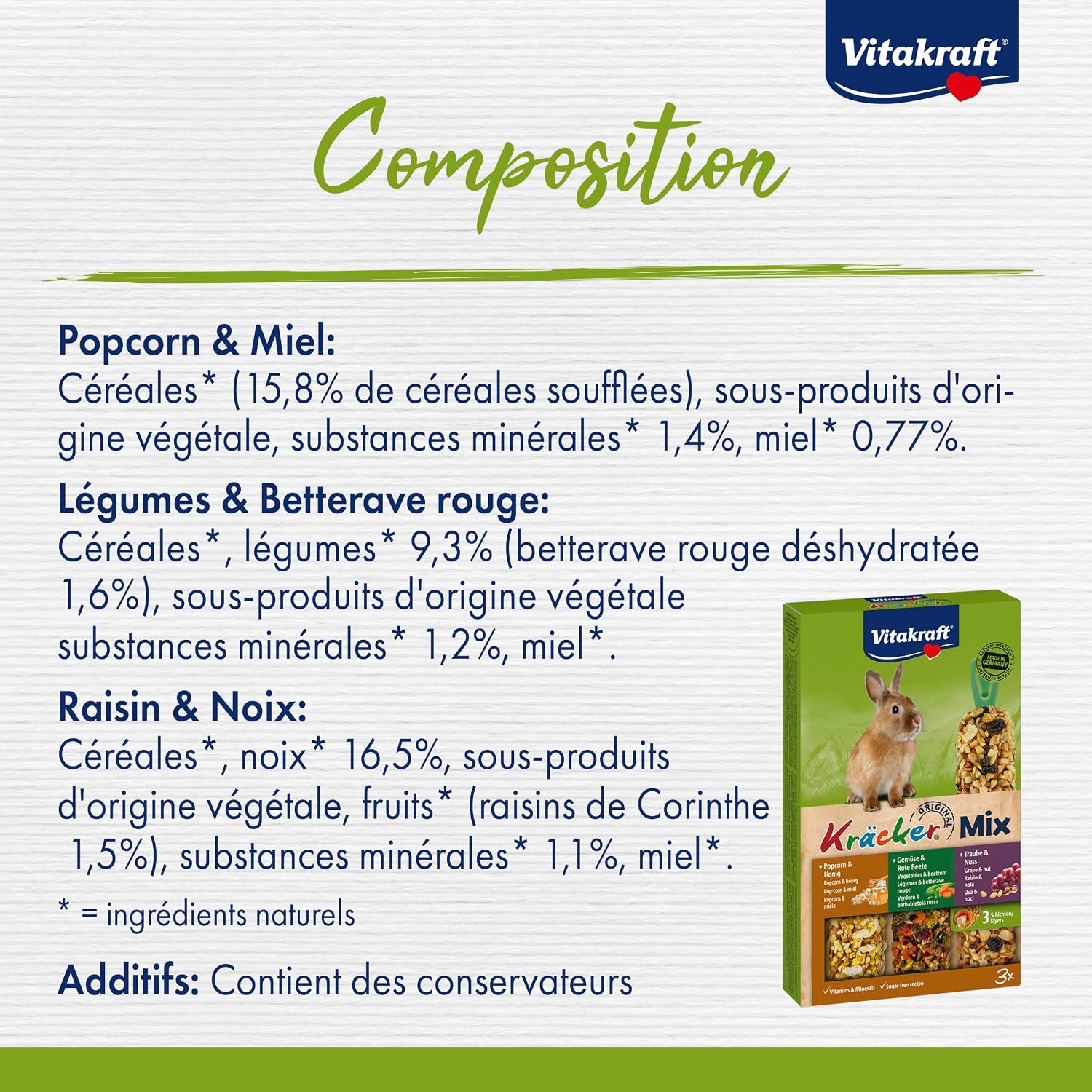 Detalle 2 de Vitakraft Kräcker Mix Nibble Sticks for Dwarf Rabbits, 3 Flavours
