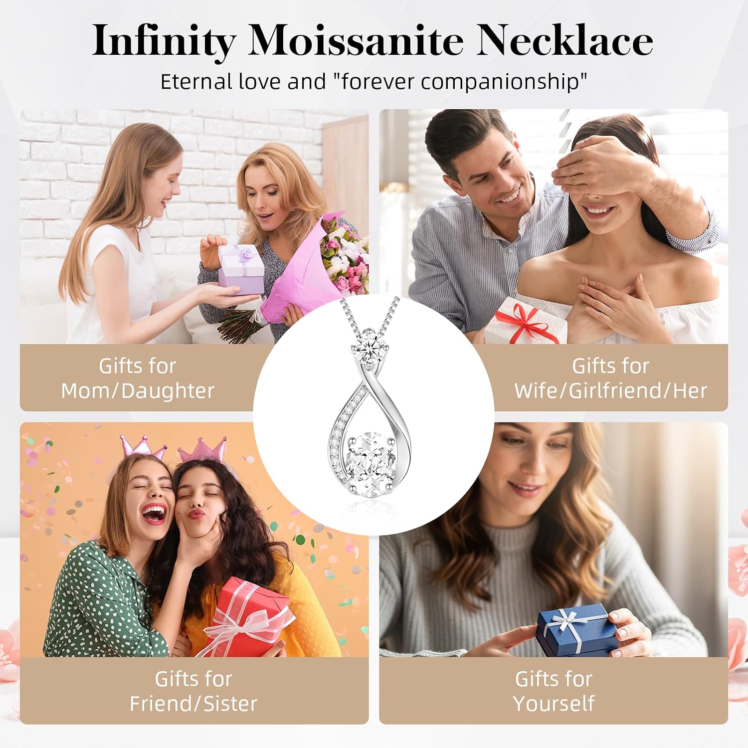 Thumbnail 6 de geweio 1.5CT Moissanite Infinity Pendant Necklace 💍