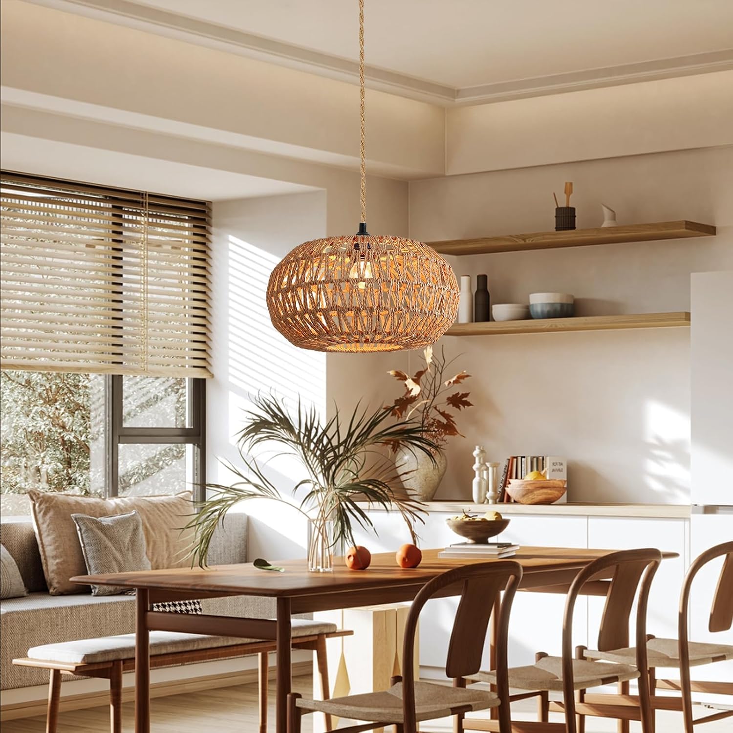 Thumbnail 6 de Maichixin 1 12-Inch Hemp Rope Plug-In Pendant Light, Dimmable, E26