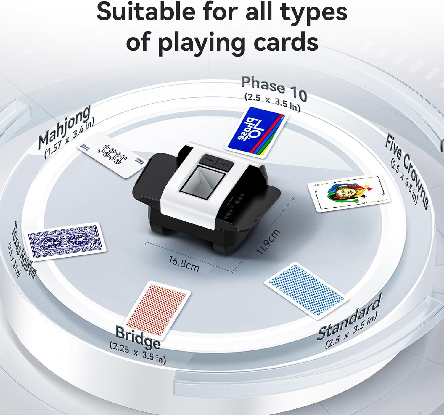 Thumbnail 1 de KPAW Automatischer Kartenmischmaschine „Weißer M1“ – elektrisch, wiederaufladbar, für 1–2 Kartenspiele
