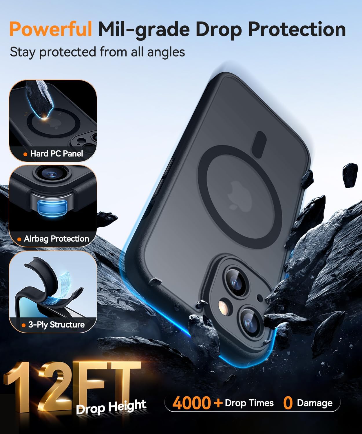 Thumbnail 5 de CANSHN Cover magnetica per iPhone 14 (6,1") con MagSafe e protezione fotocamera totale, nera