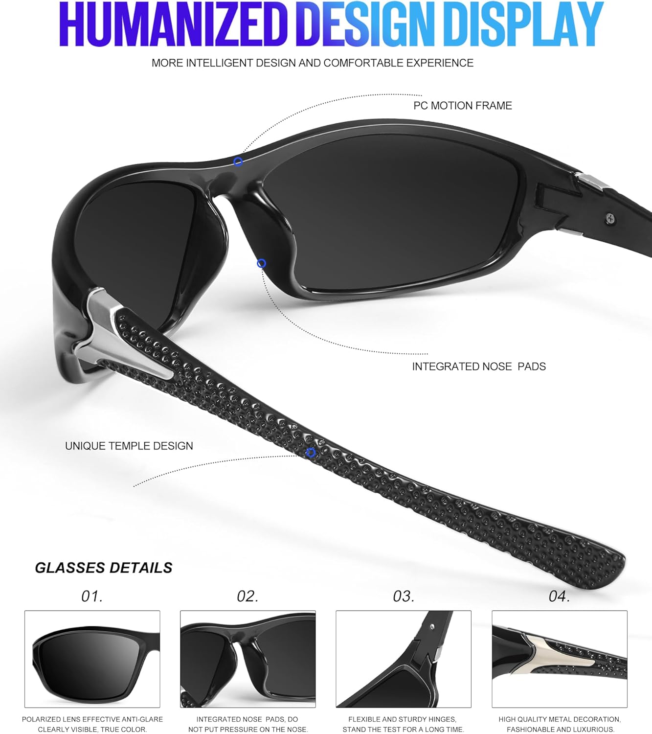 Thumbnail 4 de KALIYADI 4 Pack Polarized Sports Sunglasses for Men (UV400) — Fishing, Driving, Cycling