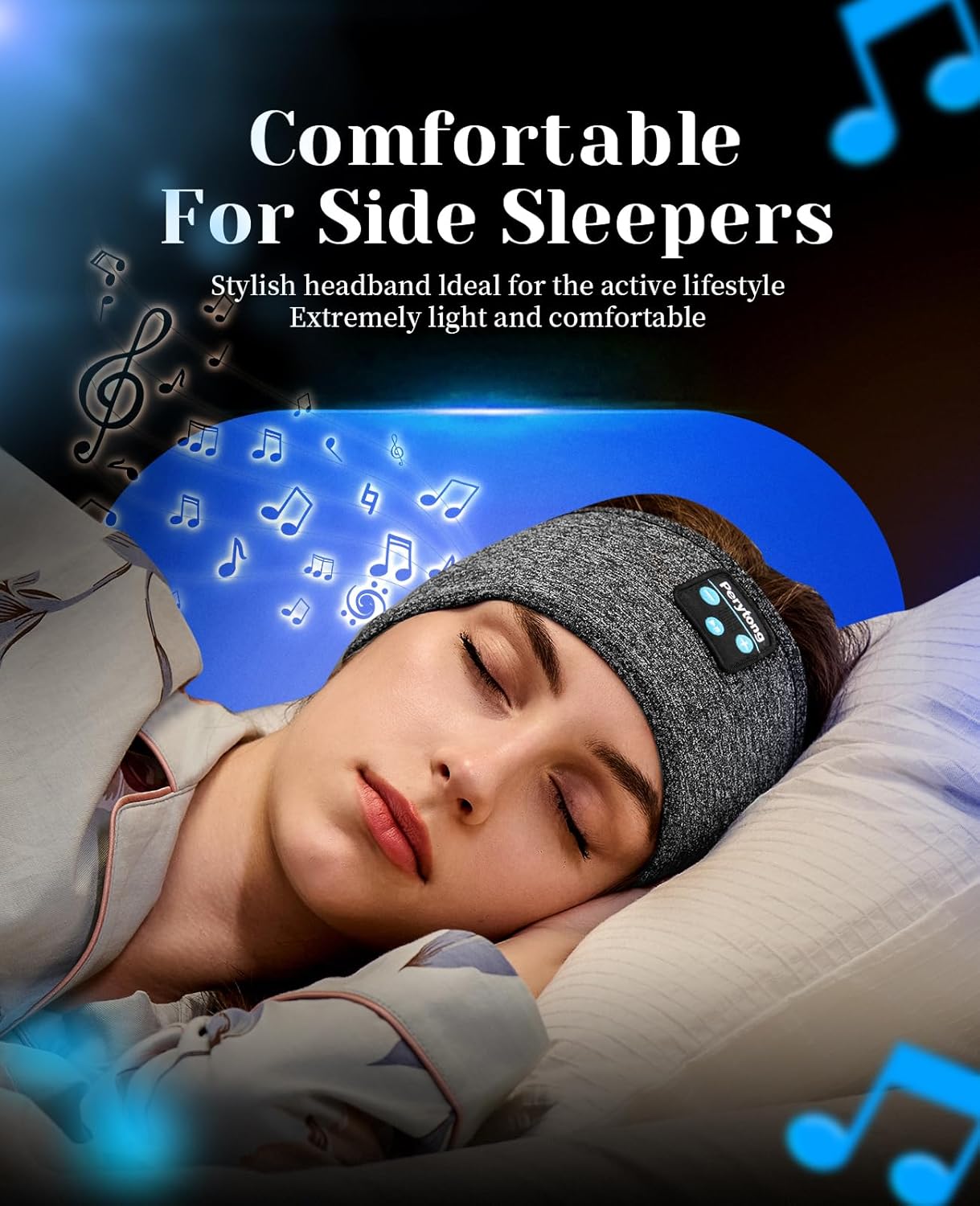 Thumbnail 2 de Perytong Bluetooth Sleeping Headphones Headband (Darkgray) with Built-In Speakers