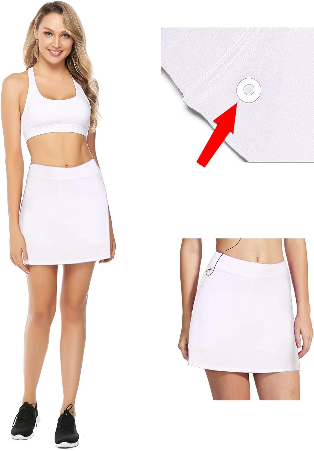 Detalle de iClosam Jupe de Tennis Femme 2 en 1 avec Short Intérieur – Respirante et Élastique