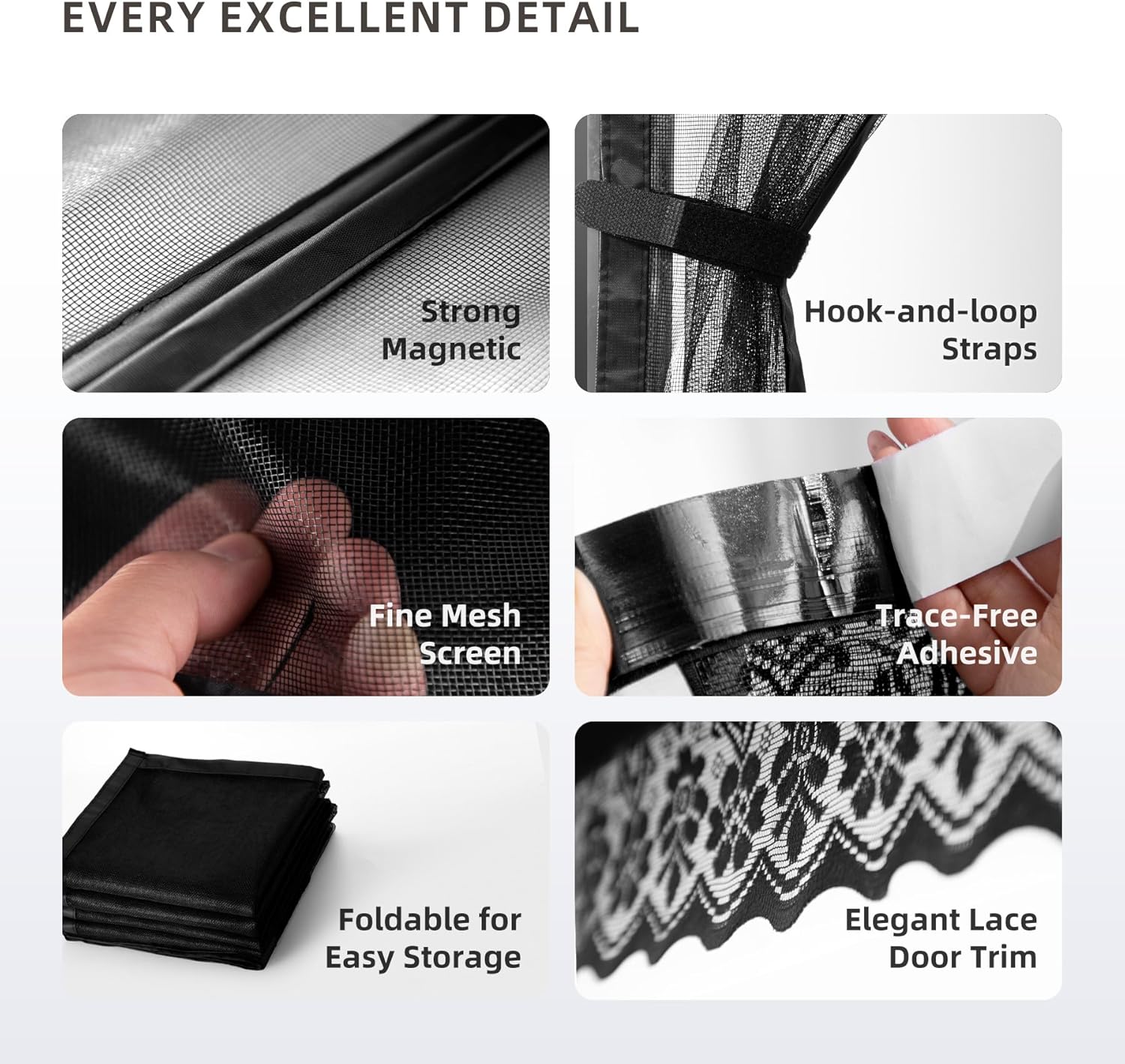 Thumbnail 6 de EXTSUD Fibreglass Magnetic Screen Door (Anti-mosquito mesh curtain) 90x200 cm, Black