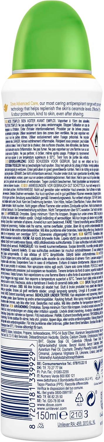 Detalle 2 de Dove Deodorante Spray Advanced Care 150 ml x6
