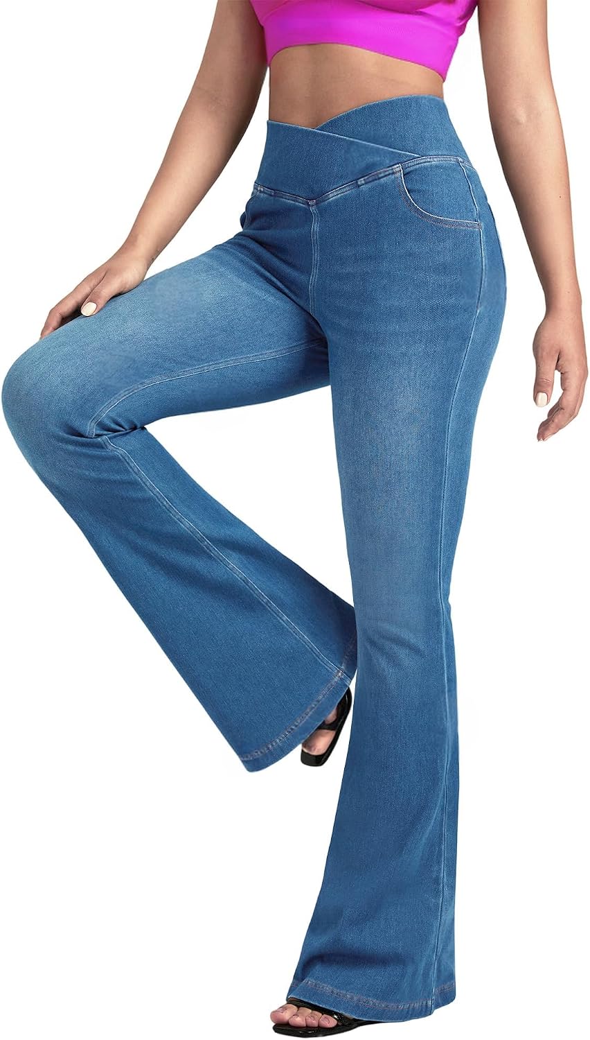 Detalle de BlueRose Women's Flare Jeans, Knit Denim