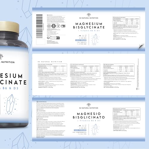 Thumbnail 6 de Magnesio Bisglicinato 2250 mg de N2 Natural Nutrition, 450 mg de Magnesio Elemental + B6 + D3 – 150 comprimidos