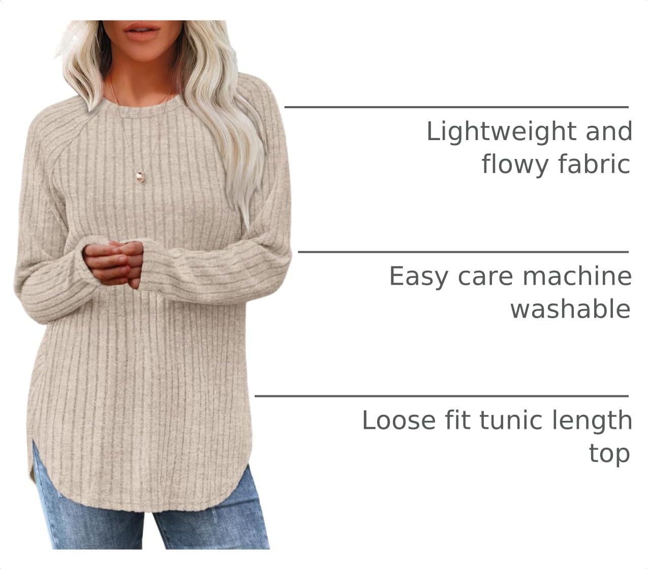 Detalle 2 de Saloogoe Long Sleeve Shirts Tunic Top for Women