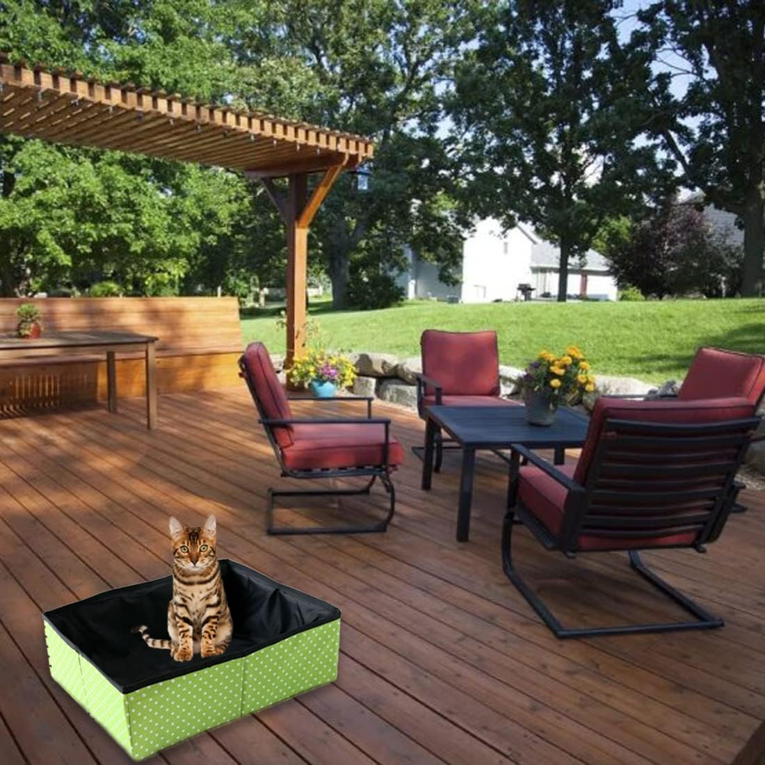 Thumbnail 5 de Faltbare Katzentoilette (40 × 30 × 13 cm) – tragbares Reise-Katzenklo wasserdicht für drinnen, draußen & Camping