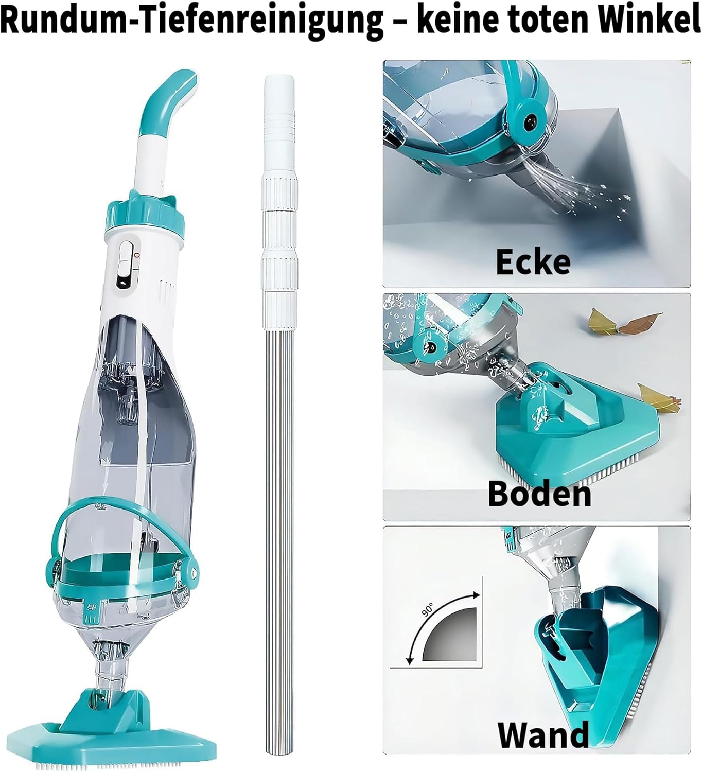 Thumbnail 3 de FOTING Poolsauger Akku – kabelloser Bodensauger mit 4200 L/H, 60 Minuten Laufzeit