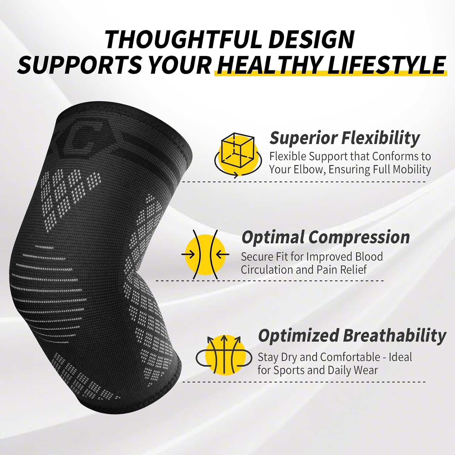 Detalle de CAMBIVO EB25 Elbow Brace Set with Compression Sleeves and Adjustable Strap