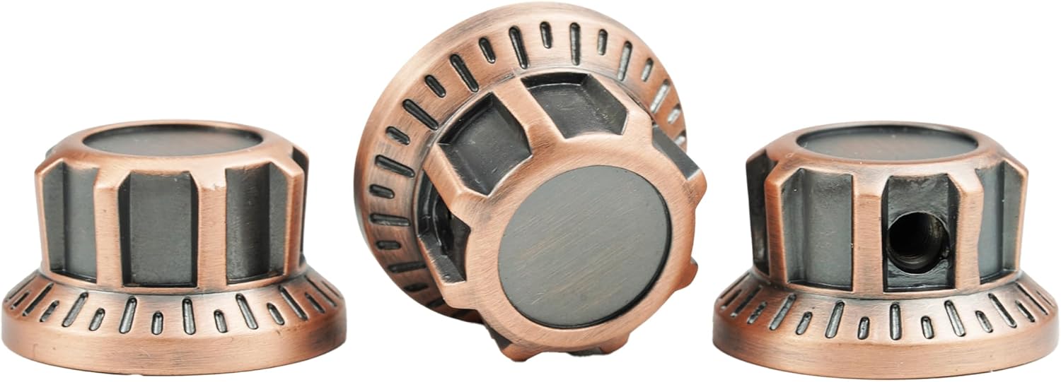 Detalle de Guyker NKB-007 Guitar Control Knobs, 3-Piece Brass Top Hat Set, Bronze