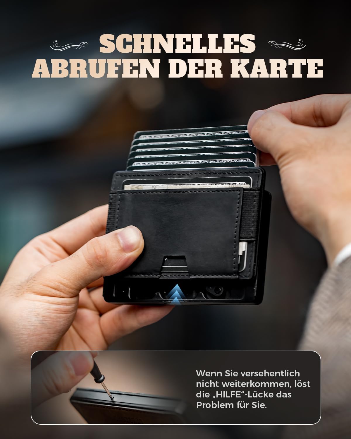 Detalle 2 de DODENSHA Slim Wallet Herren mit XXL Münzfach – RFID-Schutz, Kartenetui & Bargeldfach