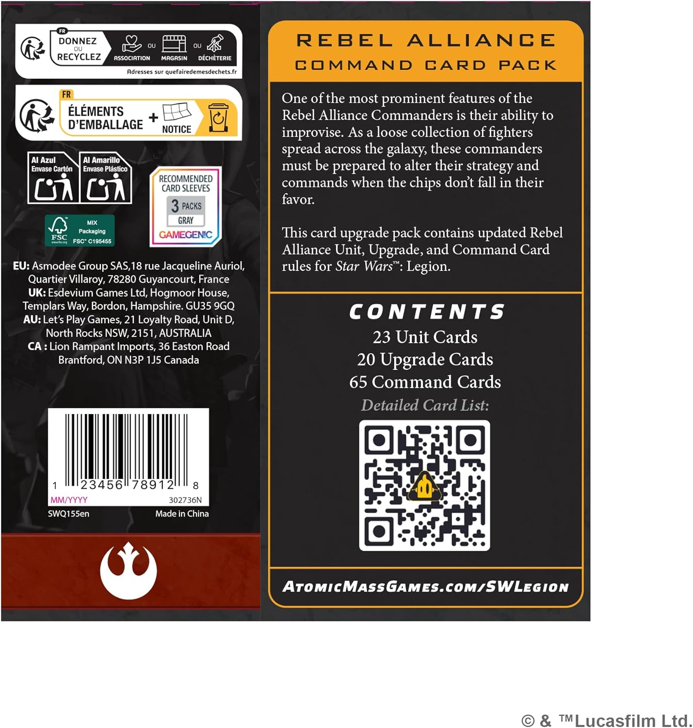 Thumbnail 1 de Asmodee Star Wars: Legion – Rebel Alliance Command Card Pack