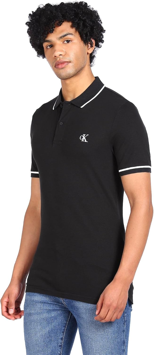 Thumbnail 2 de Calvin Klein Jeans J30J315603 Men’s Slim Tipping Polo Shirt, Black, XS
