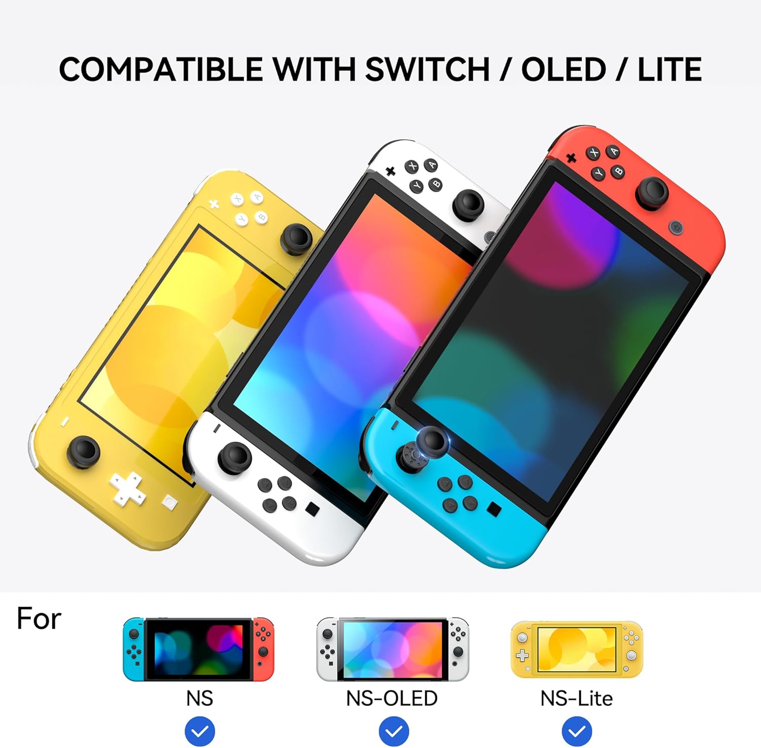 Detalle de 10 Stück Joystick-Kappen für Nintendo Switch, Switch OLED & Switch Lite – rutschfeste Ersatzkappen mit Diamantstruktur für Joy-Con