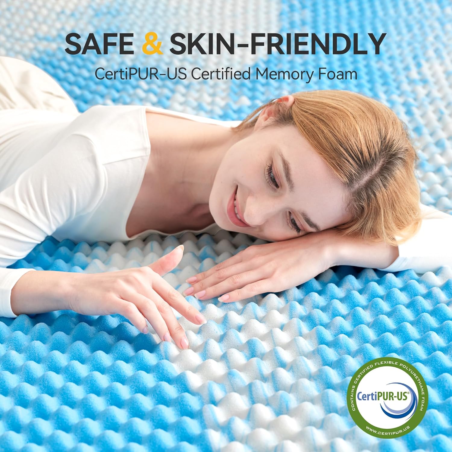 Thumbnail 3 de SINWEEK 2 Inch Egg Crate Memory Foam Mattress Topper - Twin, Soft, CertiPUR-US Certified