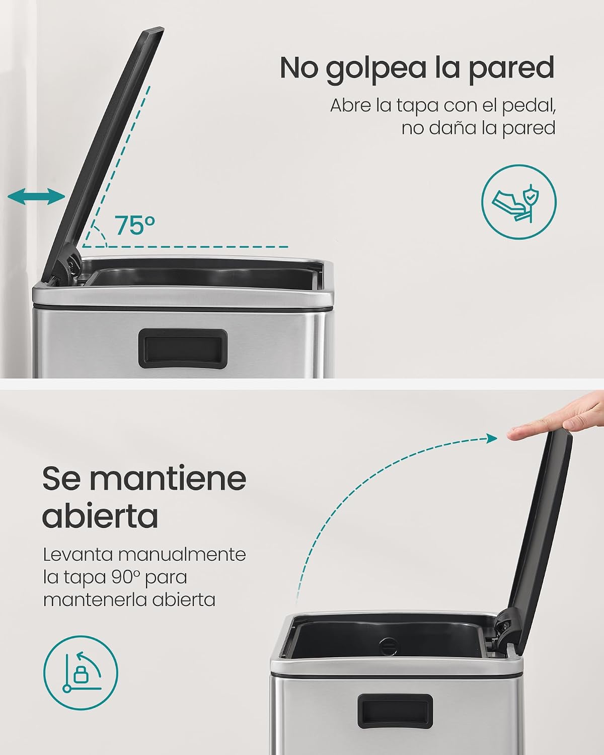 Detalle 2 de SONGMICS LTB595E01 Cubo de basura 50 L