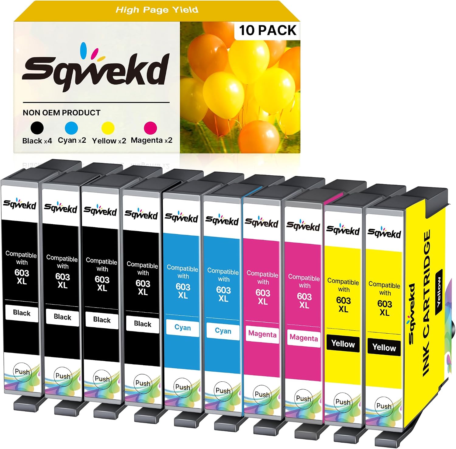 Detalle de Sqwekd 603XL compatibile per Epson 603XL (10-pack: 4 nero, 2 ciano, 2 magenta, 2 giallo)
