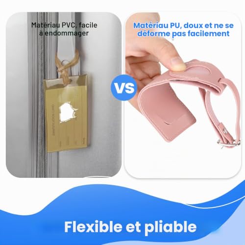 Thumbnail 3 de AiQInu | 6 pièces Étiquette Valise en PU avec Cache-Protection AirTag et Volet Privé