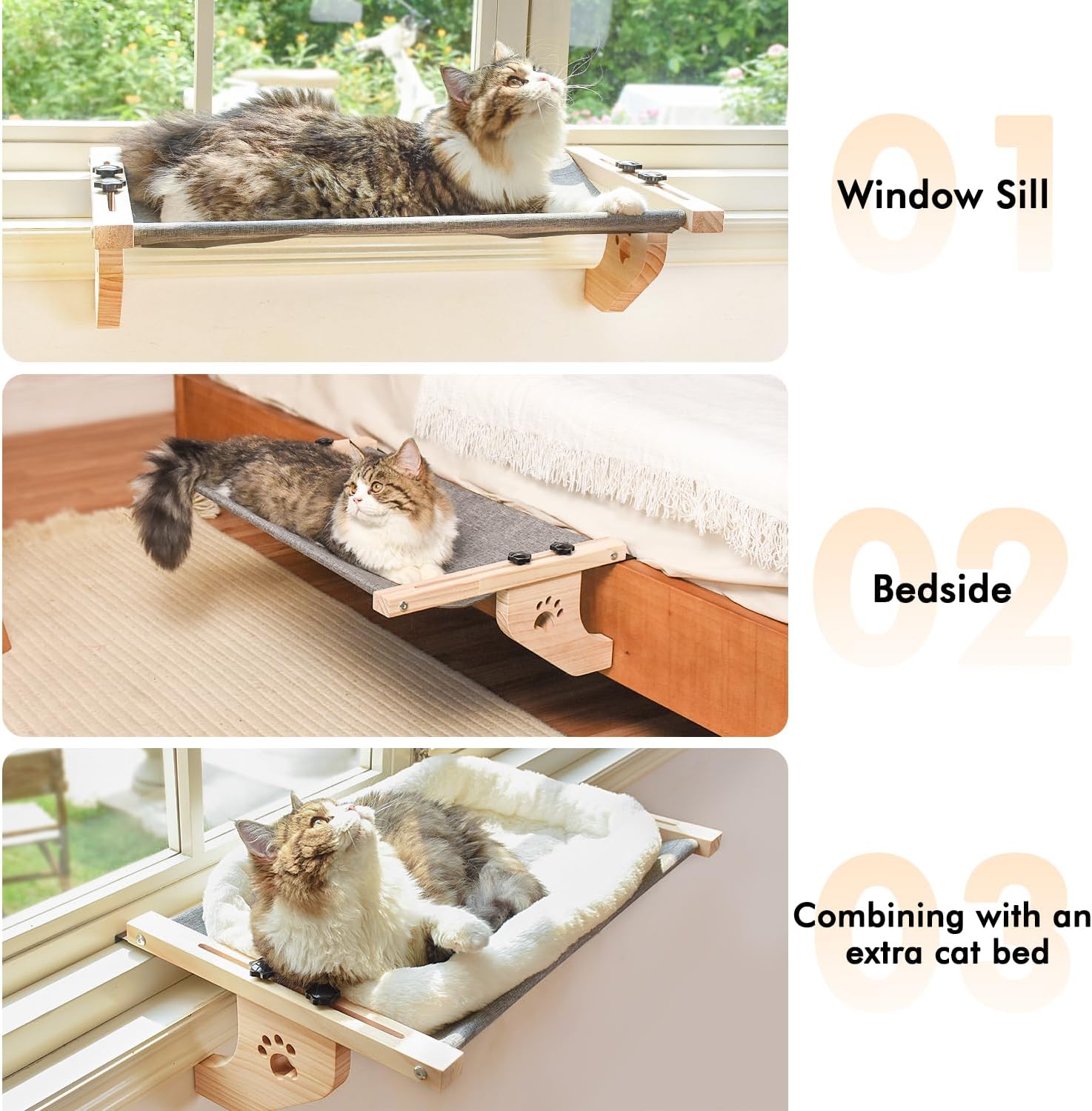 Detalle 2 de AMOSIJOY SP110 Cat Window Perch, 27.5-Inch Wood and Metal Frame