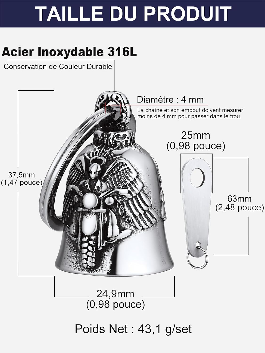Thumbnail 5 de Bandmax Clochette Moto porte-bonheur 61,7 mm 🔔