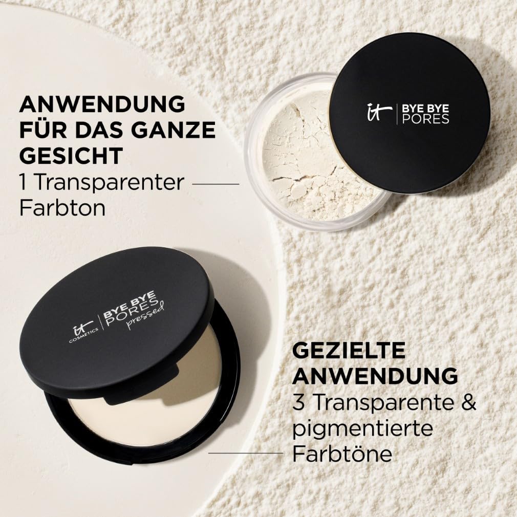 Detalle de IT Cosmetics Bye Bye Pores Pressed Powder – 9 g mit Optical Blurring für ein ebenmäßiges Finish