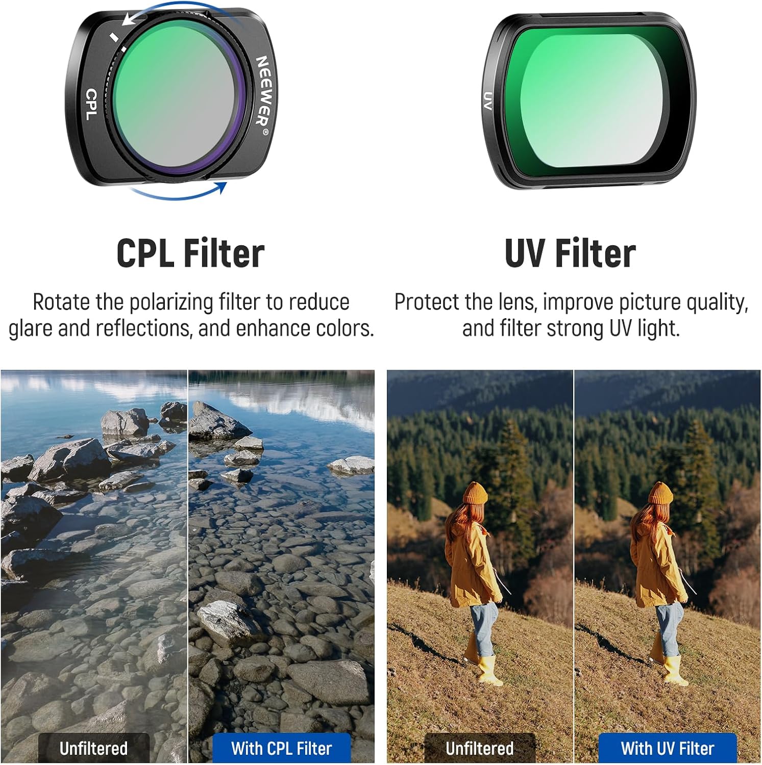 Thumbnail 2 de NEEWER Magnetic ND Filter Set for DJI Osmo Pocket 4 & 3 (6 Pack) with CPL & UV Filters