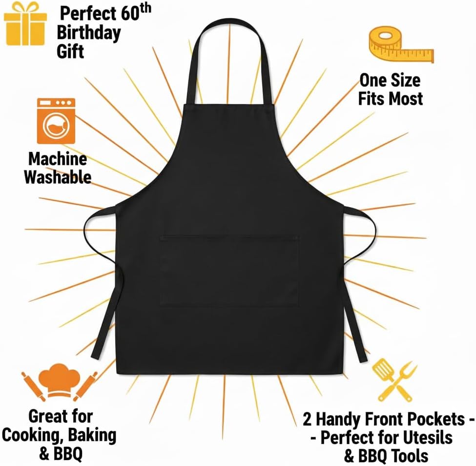 Detalle de Print4U Made in 1966 60th Birthday Apron – His & Hers Kitchen Gift (One Size, Machine Washable)