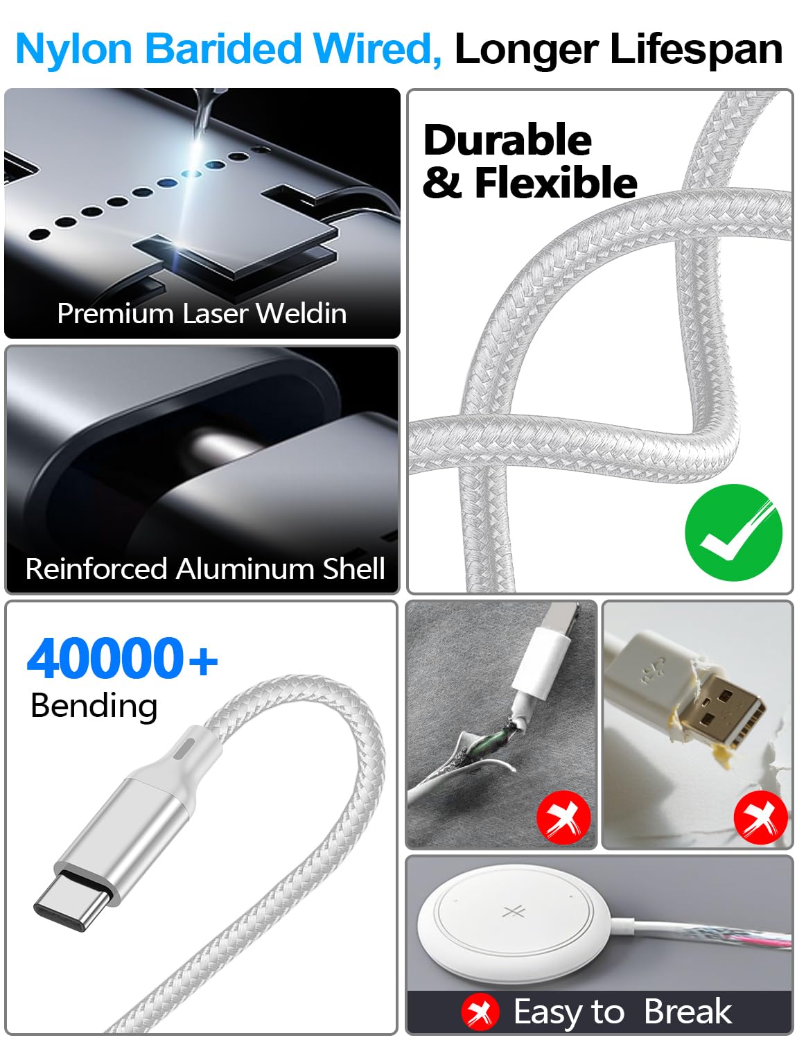 Detalle de Travel Essentials 4-in-2 Multi Charging Cable (USB A & Type-C) for Apple Watch, iPhone, Samsung