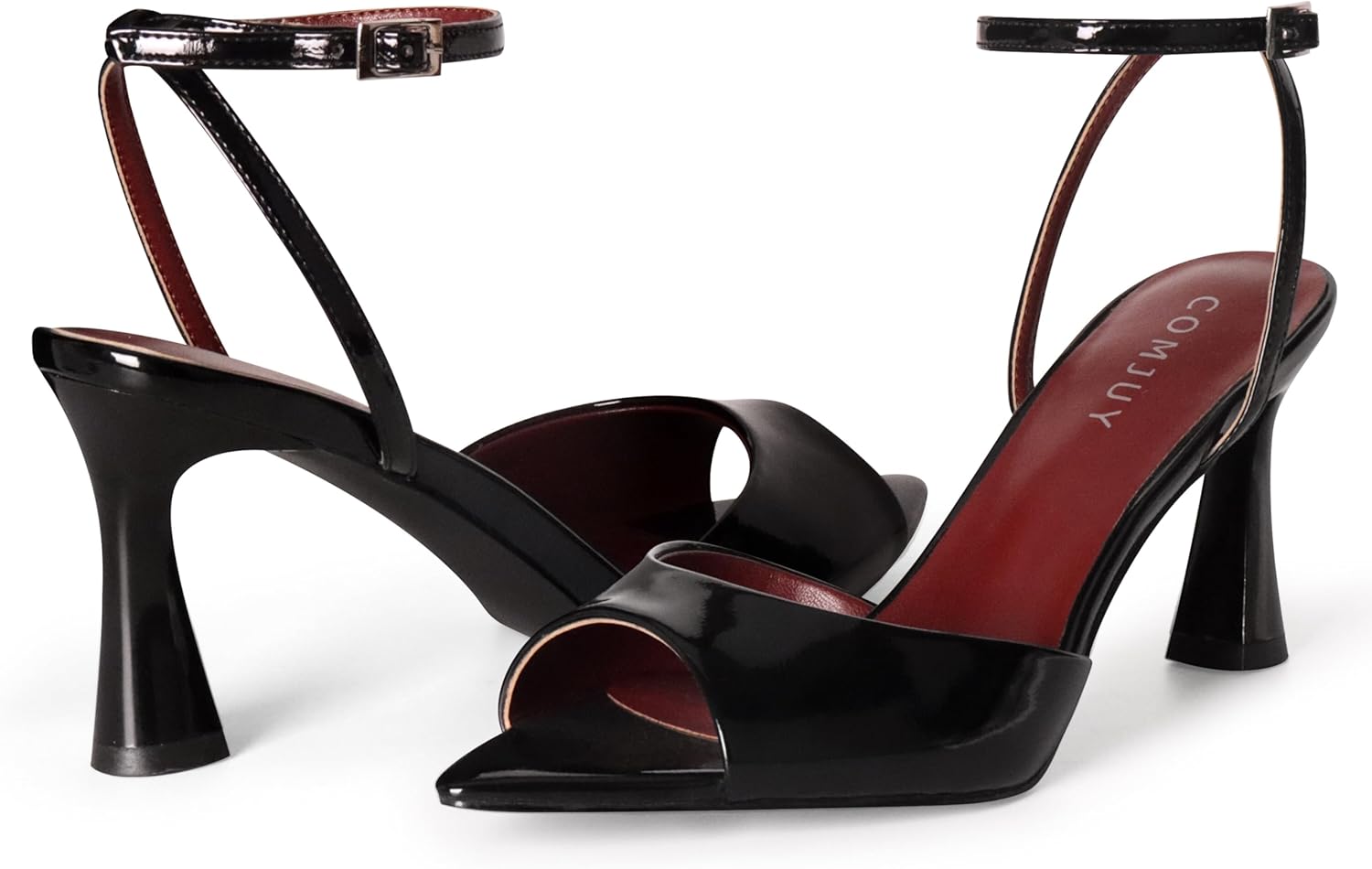 Thumbnail 4 de COMJUY High Heels for Women: Peep Toe Kitten Heels with Strappy Flared Design