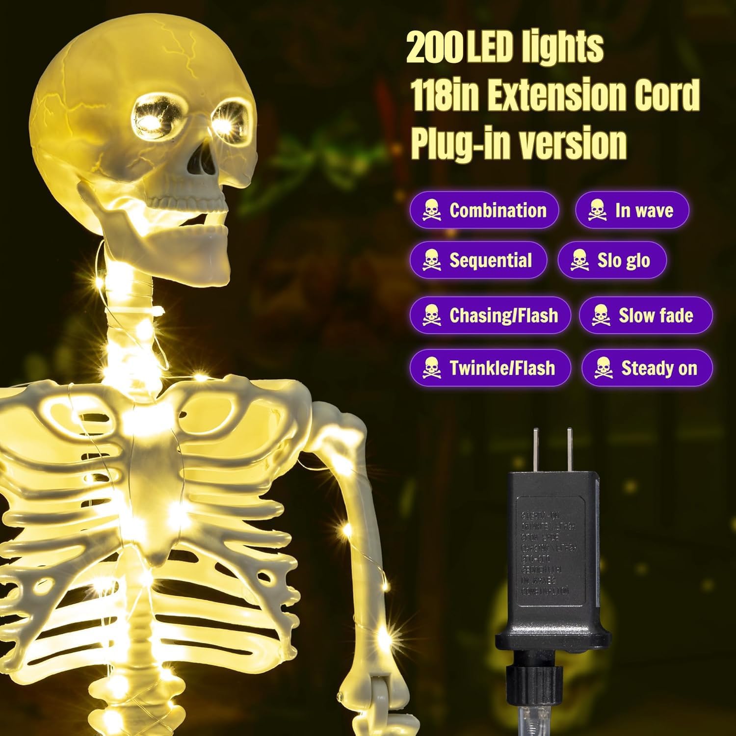 Thumbnail 2 de wymulot 1 Halloween Skeleton 2-Pack, 40-Inch Posable Figures with 400 LEDs