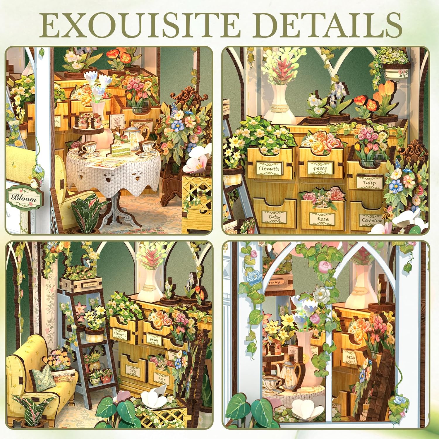 Thumbnail 6 de Cutefun DIY Miniature House Windsor Flower House: casa delle bambole in legno con luci LED