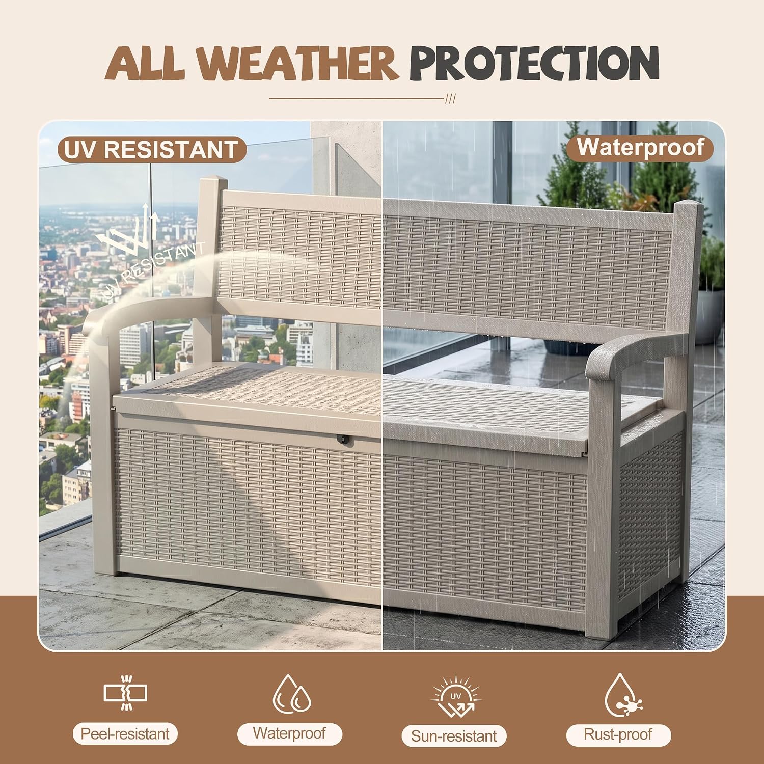 Detalle 2 de EFU Outdoor Storage Bench, 130 Gallon