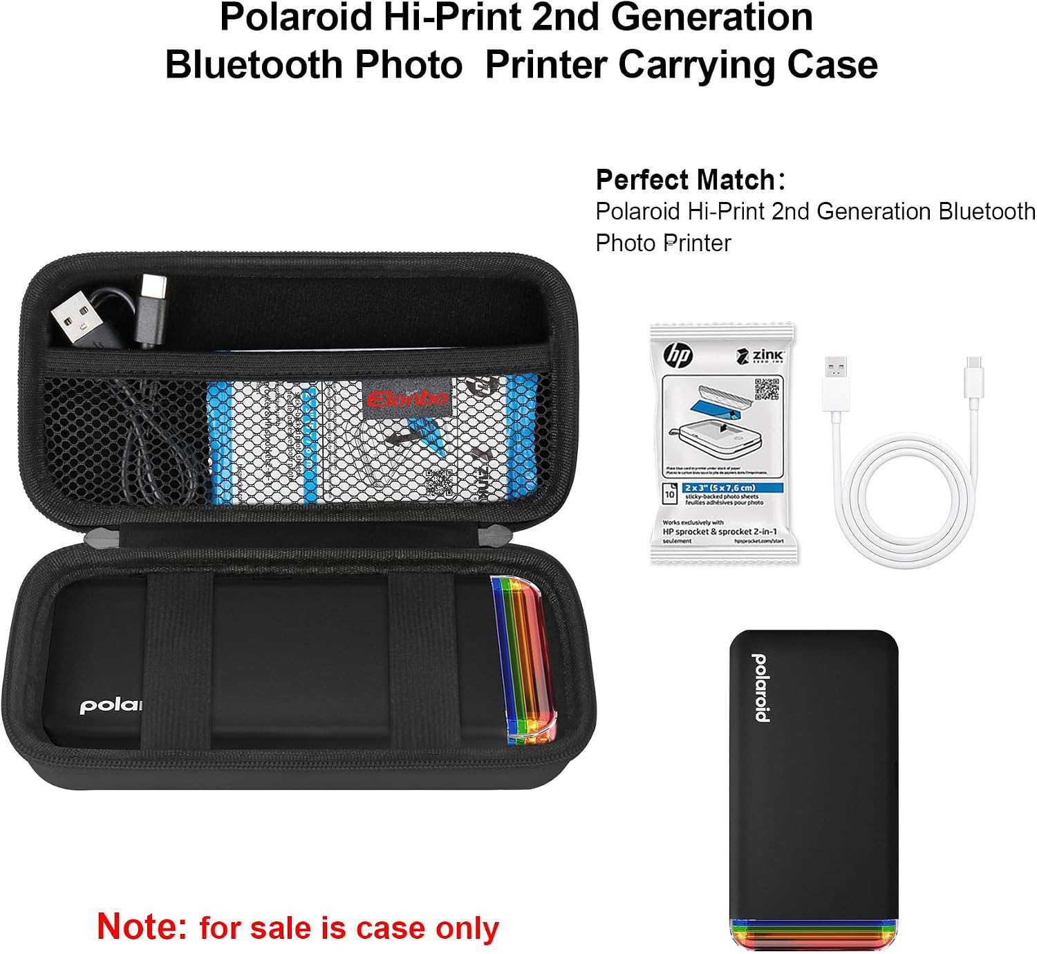 Thumbnail 1 de Elonbo Travel Accessory Polaroid Hi-Print 2nd Gen case (2x3) – Black