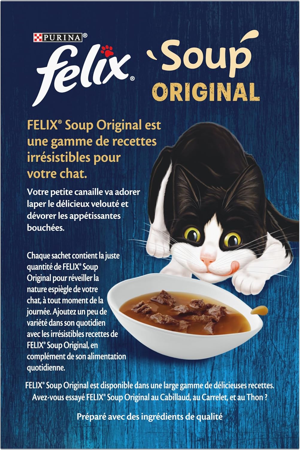 Detalle 2 de FELIX Soup Original – Soupes en sachets pour Chat Adulte (Lot de 8, 6 x 48 g) au Bœuf, Poulet et Agneau
