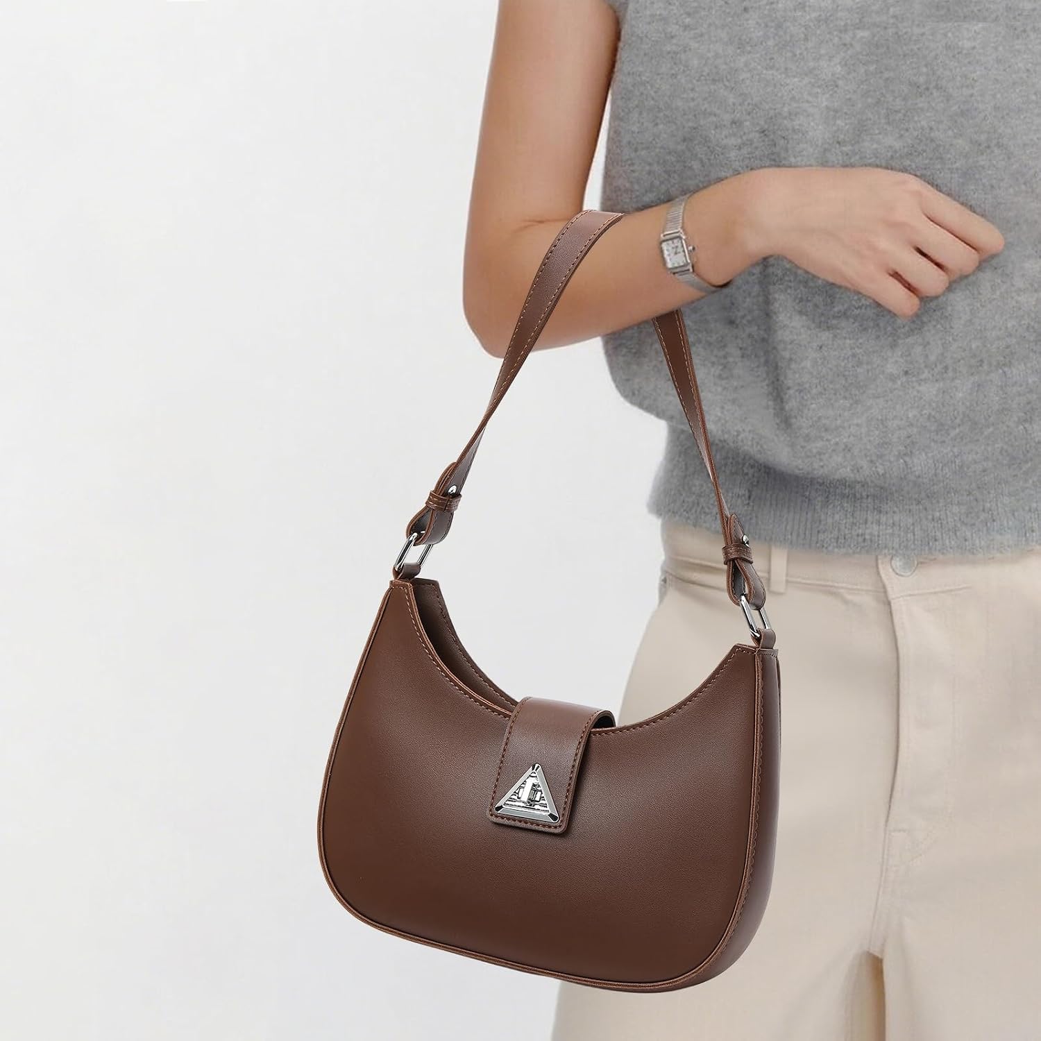 Detalle 2 de GOIACII Tote Hobo Bag for Women – Classic Crescent Crossbody-Style Handbag in PU Leather